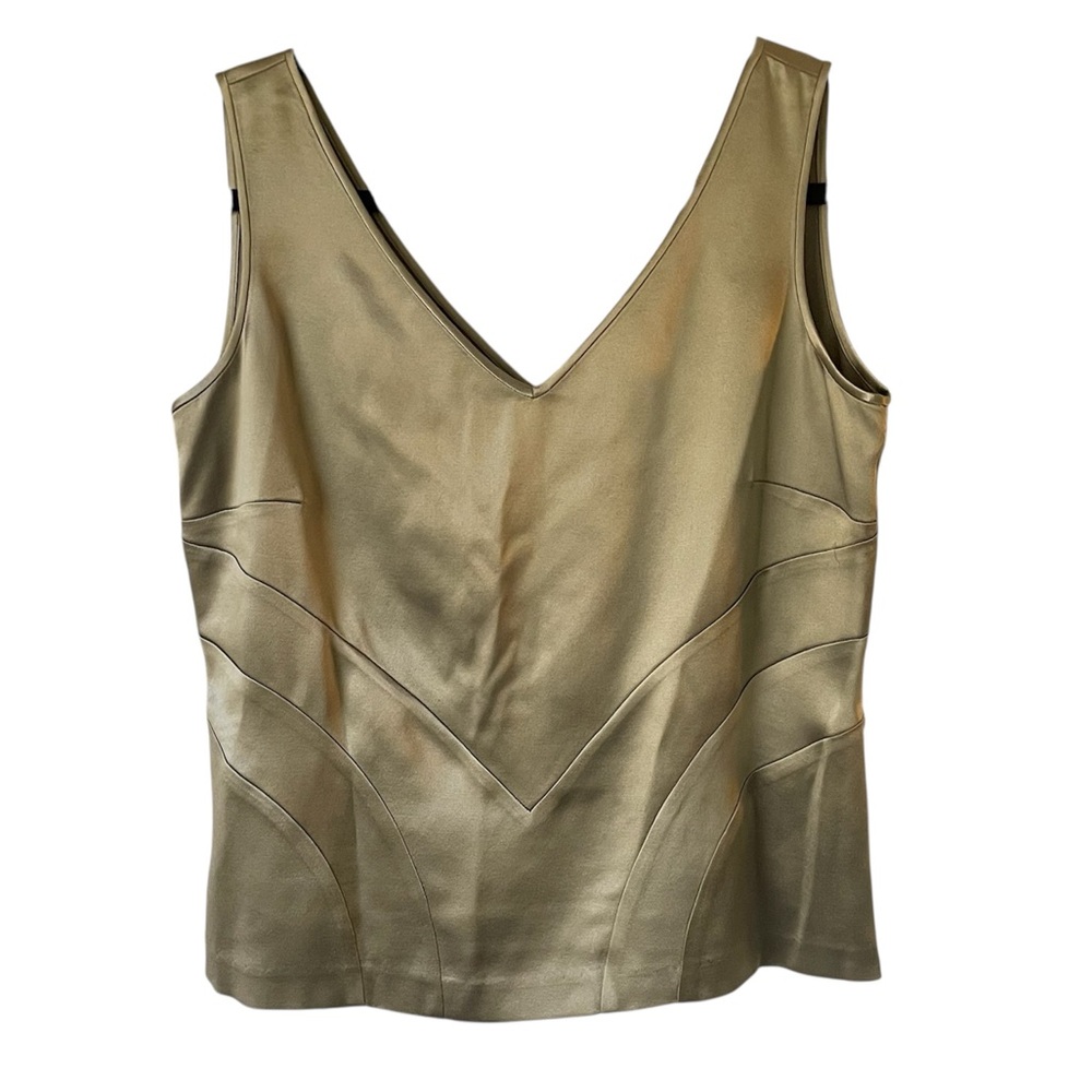 Jones New York 100% silk olive green V-neck blouse size 10